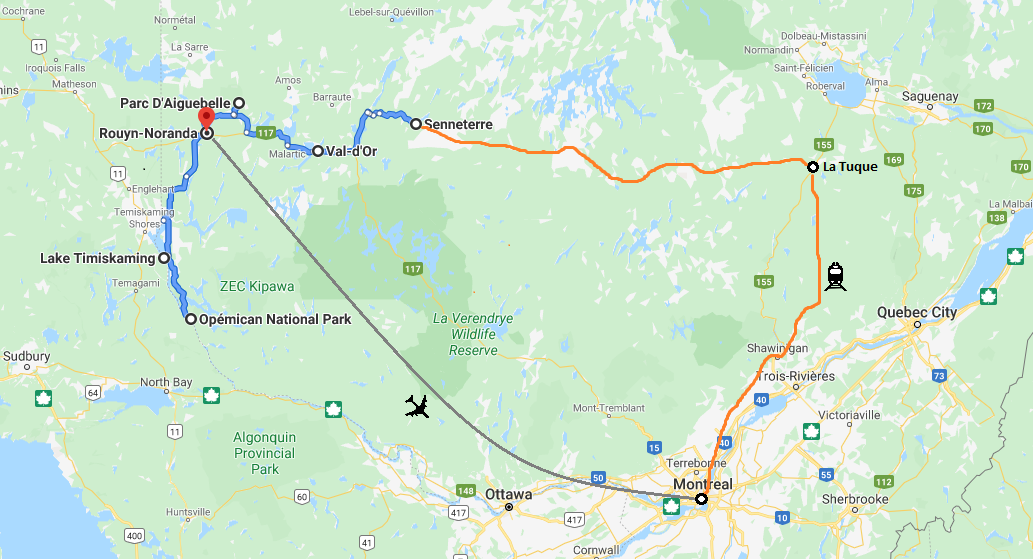 trajet tour abitibi 2023